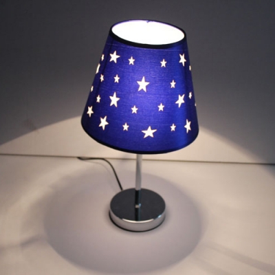 Chrome Finish Starry Design Table Lamp Fabric Shade 1 Head Standing Table Light for Bedside Study Room