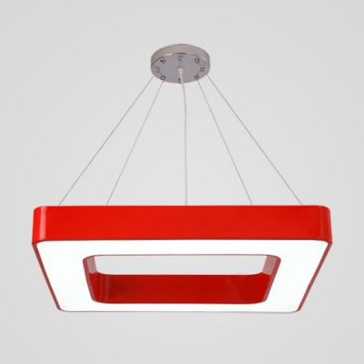 Colorful Stylish Square Hanging Light Sitting Room Acrylic Suspended Lamp in White/Third Gear
