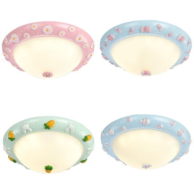 Lovely Bowl Shade Flushmount Girls Room Corridor Opal Glass Single Head LED Ceiling Fixture