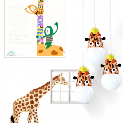 Zebra/Monkey/Giraffe Pendant Light Children Kids Bedroom Metal Single Head Suspended Light