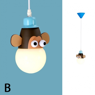 Zebra/Monkey/Giraffe Pendant Light Children Kids Bedroom Metal Single Head Suspended Light