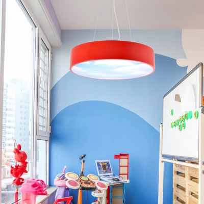 Unique Round Shade Hanging Light with Cloud Design Kindergarten Acrylic LED Lighting Fixture