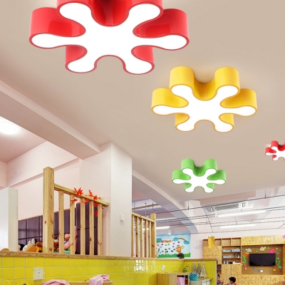 Snow Shape 1 Head Flush Mount Modern Blue/Green/Yellow/Red Acrylic LED Ceiling Light for Kids Children