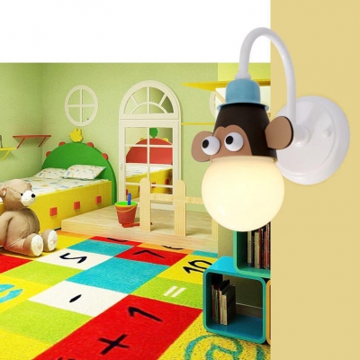 Monkey/Giraffe/Zebra Sconce Light Hallway Kids Room Plastic Single Head Wall Lighting in Multi Color