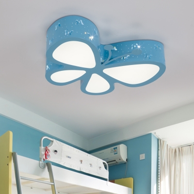 Bedroom LED Flush Light Modern Blue/Orange/Pink Decorative Butterfly Ceiling Lamp Acrylic