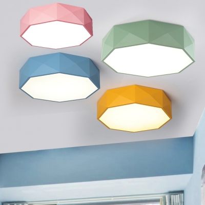 Acrylic Polygon LED Flushmount Macaron Nordic Children Living Room Flush Ceiling Light