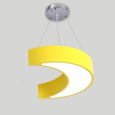 Acrylic Moon Shade Suspended Light Colorful Modernism Boys Girls Room LED Pendant Lamp in White/Third Gear