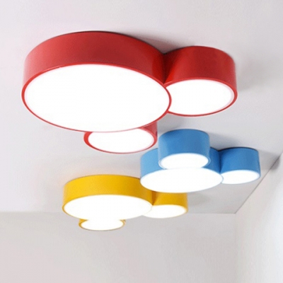 Acrylic LED Flush Mount with Cartoon Mouse Blue/Yellow/Red Ceiling Lamp for Amusement Park