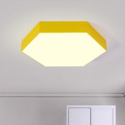 Hexagon 1 Head LED Flushmount Colorful Simple Amusement Park Office Acrylic LED Ceiling Lamp