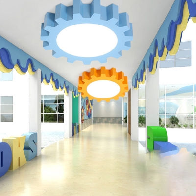 Gear Shape LED Flush Light Modern Chic Nursing Room Acrylic Ceiling Light in Warm/White/Third