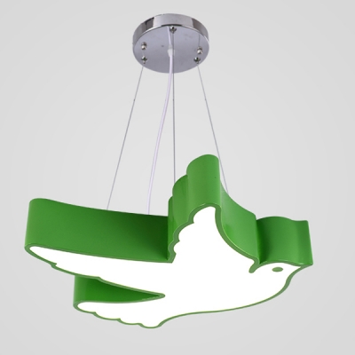 Bird 1 Head LED Hanging Light Blue/Green/Orange/Red Acrylic Ceiling Pendant Lamp for Children Bedroom