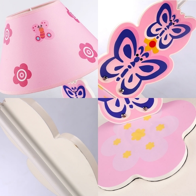 Lovely Butterfly 1 Bulb Table Lamp with Pink Fabric Shade Reading Light for Girls Bedroom