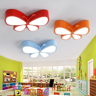 Acrylic Flushmount with Butterfly Blue/Orange/Red LED Flush Light Fixture for Kindergarten