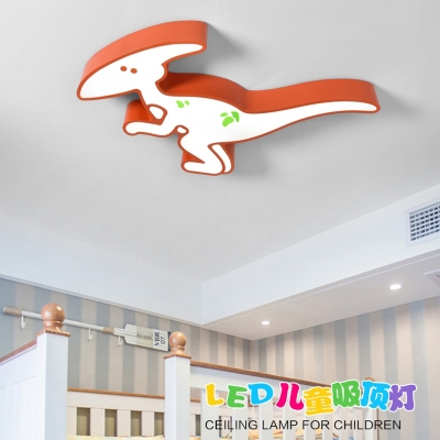 Acrylic Dinosaur LED Flush Light Cartoon Modern Kindergarten Classroom LED Ceiling Lamp in White