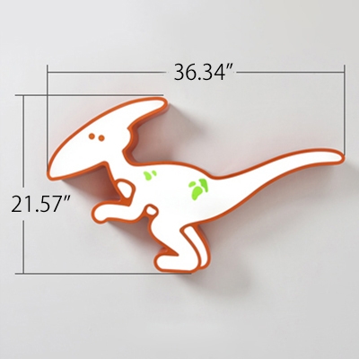 Acrylic Dinosaur LED Flush Light Cartoon Modern Kindergarten Classroom LED Ceiling Lamp in White