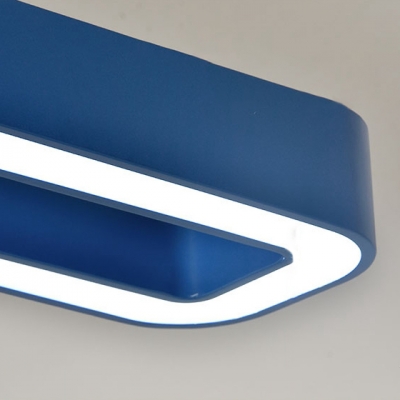 Blue Bar Shape Ceiling Pendant Lamp Modern Acrylic Suspended Light for Classroom Nursing Room