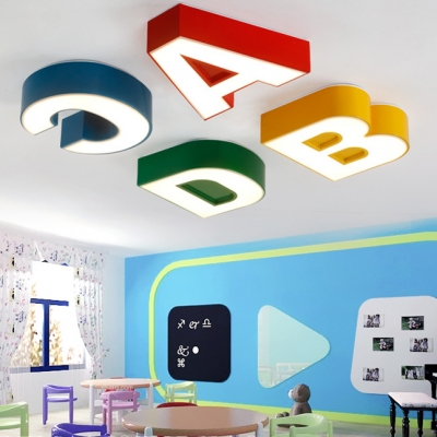 Acrylic ABCD LED Flush Light Nursing Room Classroom Ceiling Lamp in Warm/White/Third Gear