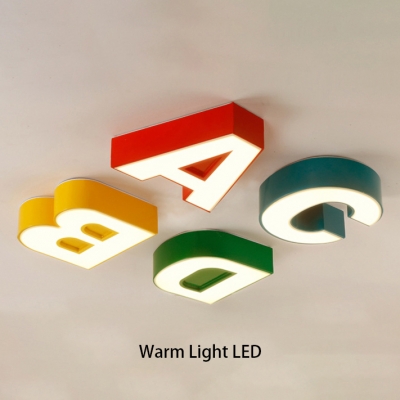 Acrylic ABCD LED Flush Light Nursing Room Classroom Ceiling Lamp in Warm/White/Third Gear