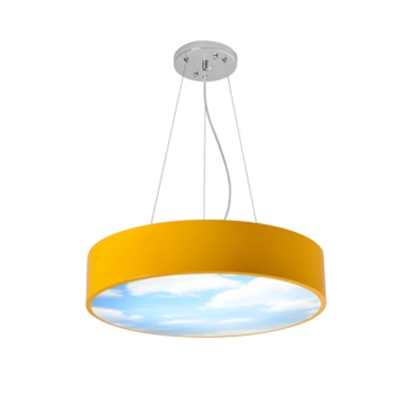 Unique Round Shade Hanging Light with Cloud Design Kindergarten Acrylic LED Lighting Fixture