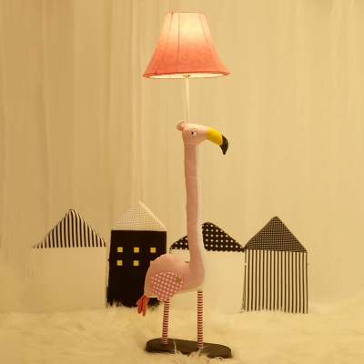 Unique Fabric Bell Shade Standing Light with Flamingo/Christmas Deer/Pink Deer Kids 1 Bulb Floor Lamp