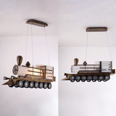 Train Shape Suspended Light Amusement Park Metallic LED Lighting Fixture in Antique Bronze Finish