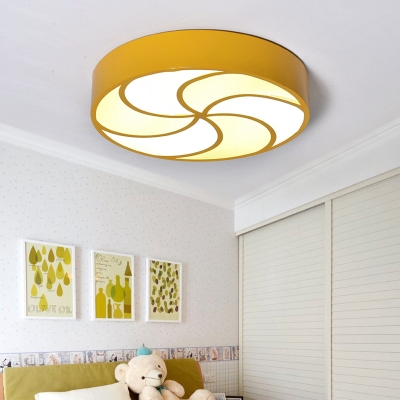 Eye Protection Acrylic Drum Flush Light Living Room Hallway LED Ceiling Lamp in White/Third Gear