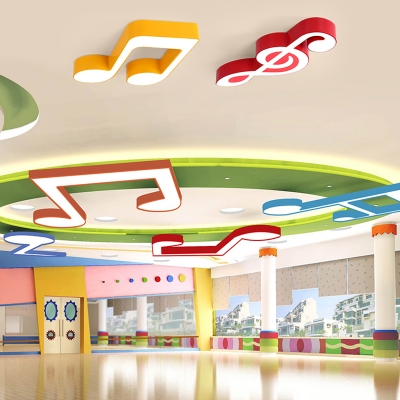 Acrylic LED Flush Light with Musical Note Colorful Decorative LED Ceiling Light for Baby Kids Room