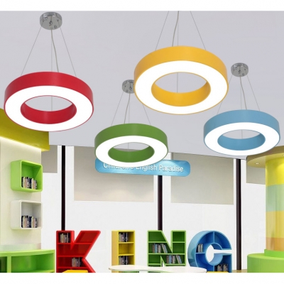 O Shape Suspended Lamp Letters&Numbers Colorful Foyer Kids Room Acrylic Pendant Light in Warm/White