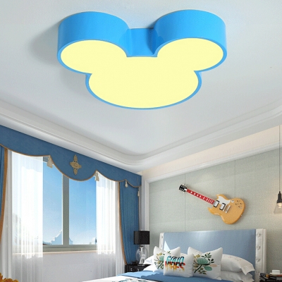 Cartoon Mouse Flush Light Blue/Pink/White Acrylic LED Ceiling Flush Mount for Kids Nursing Room