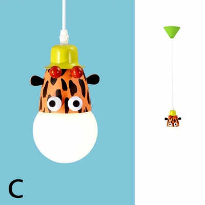 Zebra/Monkey/Giraffe Pendant Light Children Kids Bedroom Metal Single Head Suspended Light