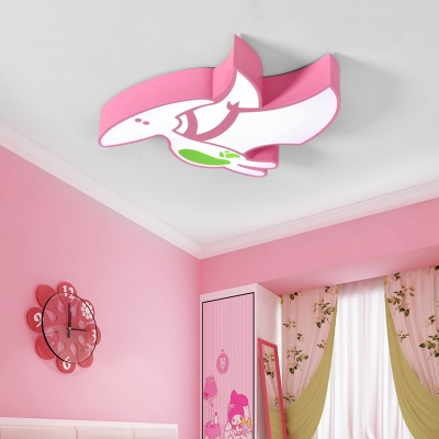 Acrylic Dinosaur LED Flush Light Cartoon Modern Kindergarten Classroom LED Ceiling Lamp in White