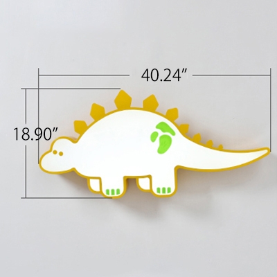 Acrylic Dinosaur LED Flush Light Cartoon Modern Kindergarten Classroom LED Ceiling Lamp in White