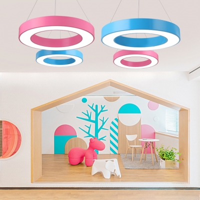 O Shape Suspended Lamp Letters&Numbers Colorful Foyer Kids Room Acrylic Pendant Light in Warm/White