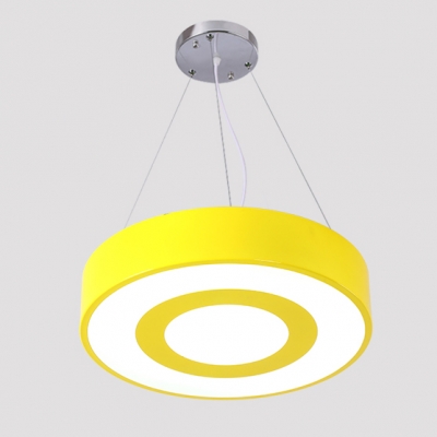 Simplicity Drum Pendant Light Bedroom Green/Pink/Yellow Acrylic Hanging Lamp in White/Third Gear