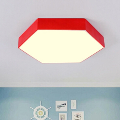 Hexagon 1 Head LED Flushmount Colorful Simple Amusement Park Office Acrylic LED Ceiling Lamp