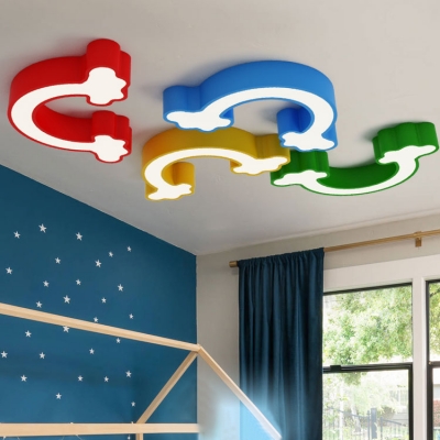 Acrylic Rainbow Flush Light Fixture Modern Chic Kindergarten