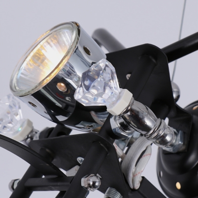 Motorcycle 3 Lights Hanging Light Black/Silver Metal Suspended Lamp for Game Room Kindergarten