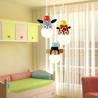 Zebra/Monkey/Giraffe Pendant Light Children Kids Bedroom Metal Single Head Suspended Light