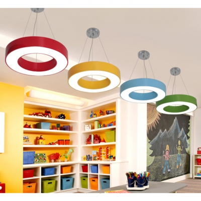 O Shape Suspended Lamp Letters&Numbers Colorful Foyer Kids Room Acrylic Pendant Light in Warm/White