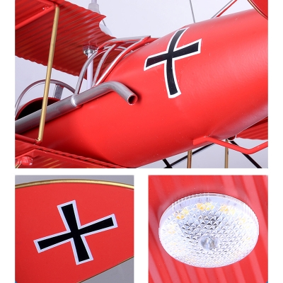 Aircraft Flush Light Boys Room Plastic 8 Lights Ceiling Flush Mount in Blue/Yellow/Red