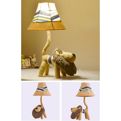 Fox/Lion Table Lamp Boys Girls Bedroom Fabric Shade 1 Head Decorative Reading Light