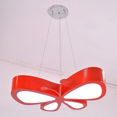 Acrylic Butterfly LED Lighting Fixture Contemporary Girls Room Pendant Lamp in Green/Yellow/Red