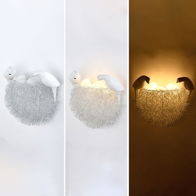 Nest Shape 4 Lights Wall Sconce White Glass Shade Art Deco Wall Mount Light for Living Room