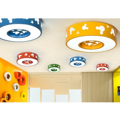 Cartoon Style Round LED Ceiling Lamp Game Room Acrylic Flush Light Fixture in White/Third Gear