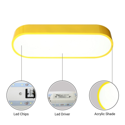 Acrylic Bar LED Flush Light Fixture Kids Youth Bedroom Ceiling Lamp in White/Third Gear