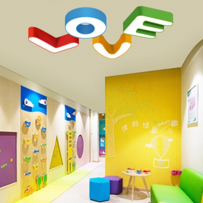 Novelty Letterine LOVE LED Flushmount Modern Fashion Children Room Acrylic Ceiling Fixture