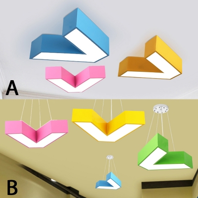 Letter V Ceiling Light Modernism Simple Acrylic Pendant Lamp for Children Bedroom