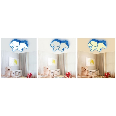 Modernism Elephant Flush Light Fixture Blue/Green/Yellow Acrylic LED Ceiling Light for Kids Game Room