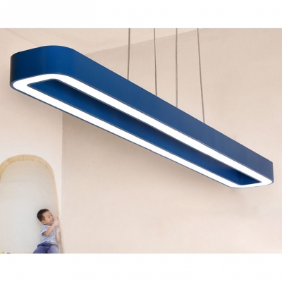 Blue Bar Shape Ceiling Pendant Lamp Modern Acrylic Suspended Light for Classroom Nursing Room