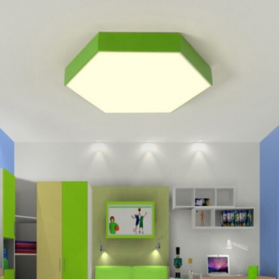 Hexagon 1 Head LED Flushmount Colorful Simple Amusement Park Office Acrylic LED Ceiling Lamp